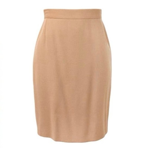 DOLCE & GABBANA Size 6 (42 IT) Wool PENCIL SKIRT Camel - Picture 1 of 7